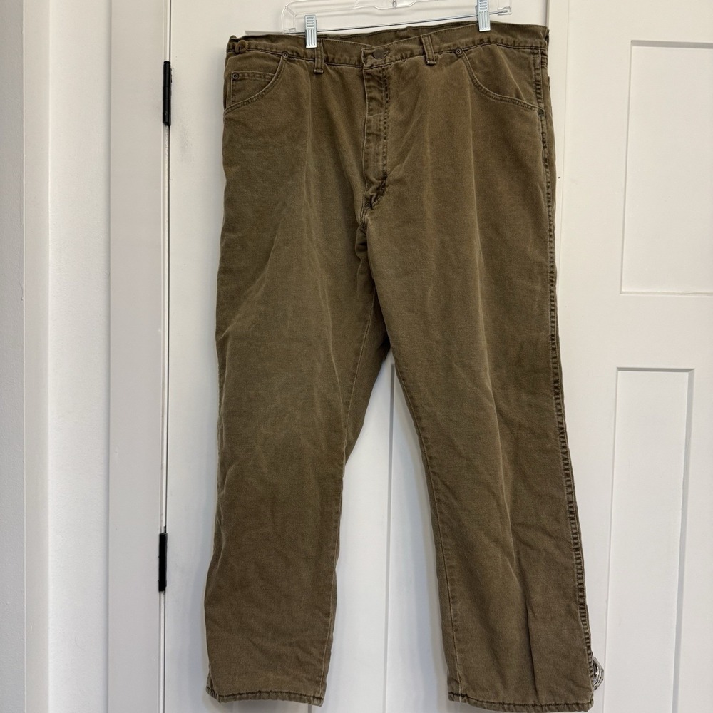 Wrangler Men's Insulated Jeans 42x30 Tan Rugged Wear Straight Leg